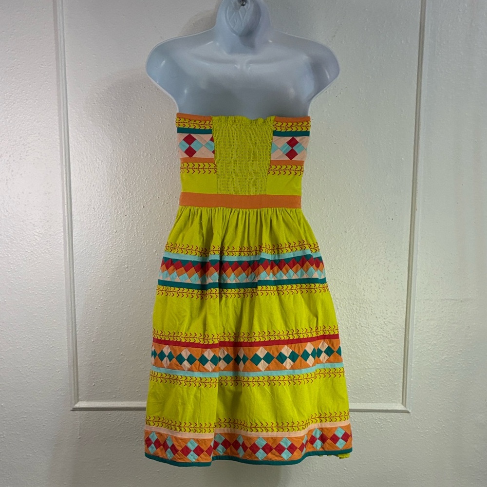 Anthropologie Leifsdottir Ribboned Quilotoa Bold Patchwork Dress Sz.6 - Picture 8 of 10